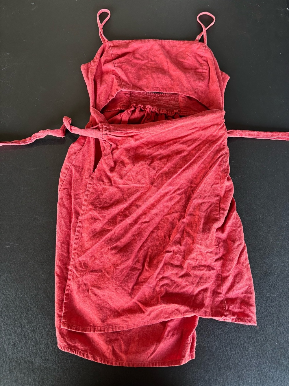 Forever 21 Coral-Red Spaghetti Strap Wrap Dress
